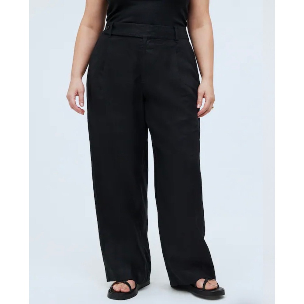 NWT Madewell Harlow Wide-Leg 100% Linen Pants Womens Plus Sz 24W High Rise Black